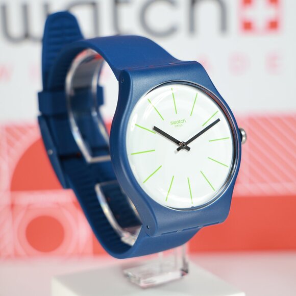 Swatch | Accessories | New Limited Swiss Swatch Bluesounds  New Limited Swiss Swatch BLUESOUNDS SUON127 41mm Watch Matte Blue Green White